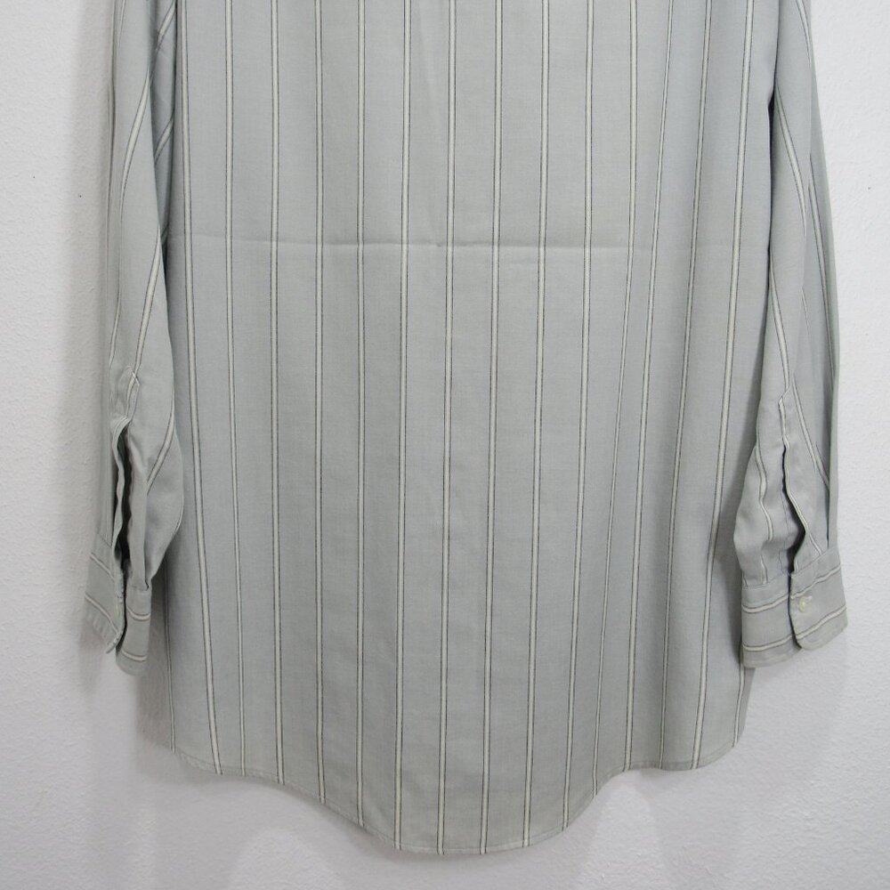 Christian Dior Men Button-up Dress shirt 16/32-33 Bluish Gray w/ White stripes - Picture 12 of 16